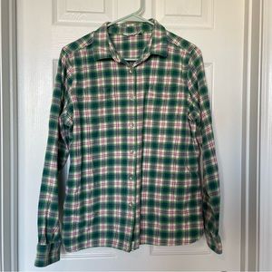 Woolrich Pink Green Plaid Flannel Button Down Women’s Size Large